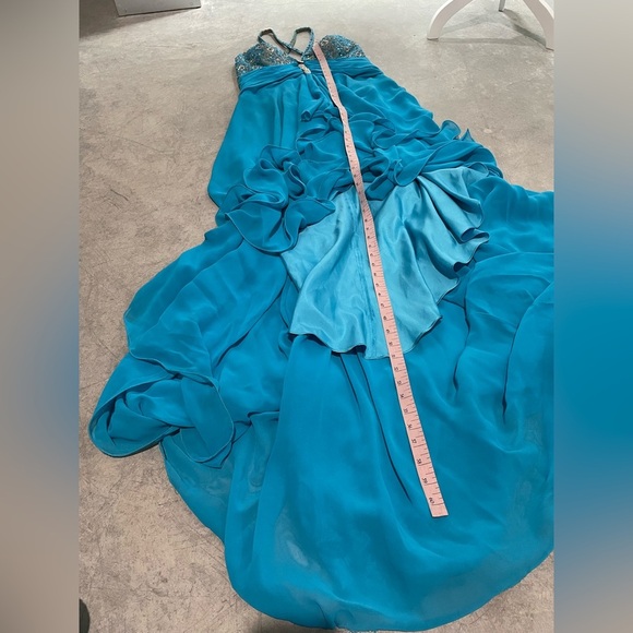 Beyond Jovani Blue Sequin High Low Ruffle Formal Dress 12 Pageant Prom Fairycore - Picture 12 of 12